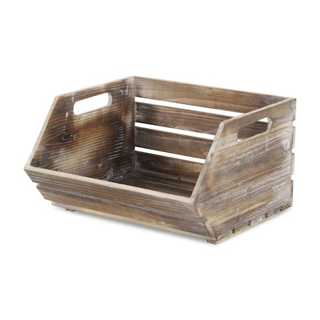 Homeroots 13" Natural Solid Wood Crate 487923