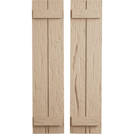 Ekena Millwork Rustic Two Board Joined Board-n-Batten Hand Hewn Faux Wood Shutters, 11W x 48H, PR SHUBJS11X48HHPR