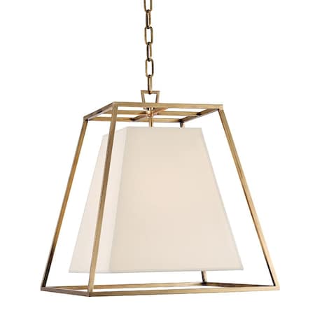 Hudson Valley Lighting Kyle 4 Light Pendant 17 In. Aged Brass, silk shade 6917-AGB-WS