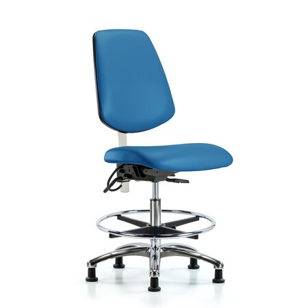 Blue Ridge Ergonomics Vin Med Ben Chair, Med, Bk, Blu, CL100/ESD, No Arms, 22" to 29" Height, Blue BR-NECR-VMBCH-MB-CR-T0-A0-CF-EG-ESDBLU