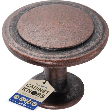 Lifemaster Oil Rubbed Bronze Cabinet Knobs, Zinc Alloy, Rust-Proof, 60 Screws Included, 30PK LMKNBGLD30