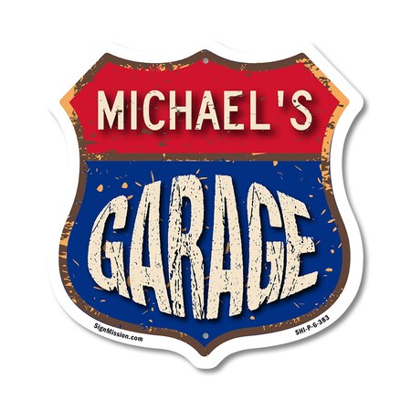 Signmission Michael's Garage, 6 Inch X 6 Inch, Plastic Sign SHI-P-6-383-MICHAEL