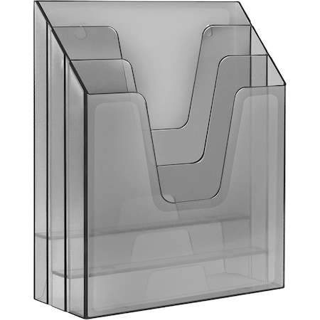 Acrimet Vertical Triple File Folder Holder Organizer, File Sorter (Plastic) (Smoke Color) 864
