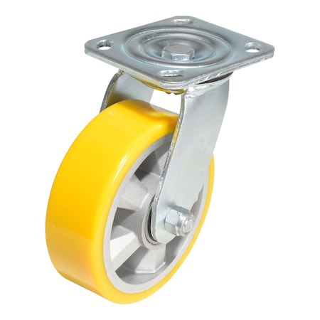 Vestil Polyurethane Swivel Caster 6 In. Diameter x 2 In. Width 661 Lb. Capacity Yellow/Gray CST-PY-6X2PUA-S