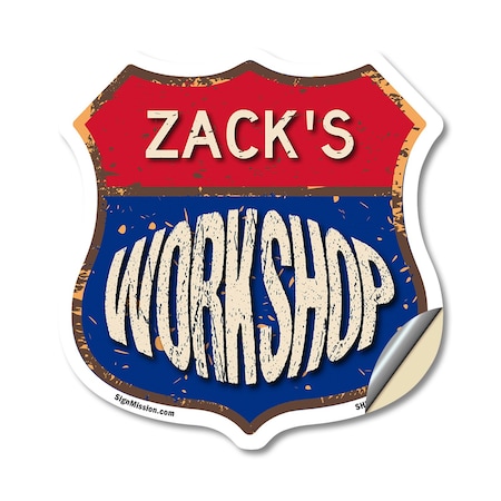 Signmission Zack's Workshop, 12 Inch X 12 Inch, Vinyl Decal SHI-D-12-489-ZACK