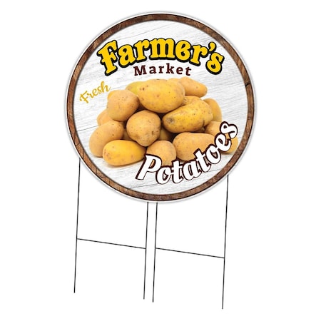 Signmission Farmers Market Potatoes Double Sided Corrugated Plastic Circle Yard Sign, C-36-CIR-DS-WS-Potatoes C-36-CIR-DS-WS-Potatoes