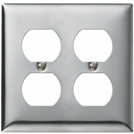 Hubbell Wiring Device-Kellems Wallplates and Boxes, Metallic Plates, 2- Gang, 2) Duplex Opening, Standard Size, Chrome Plated Steel SCH82