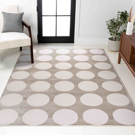 Jonathan Y Adrian Modern Geometric Circle Dot High-Low Beige/Cream 5 ft. x 8 ft. Area Rug SND105A-5