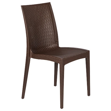 Leisuremod Weave Mace Indoor/Outdoor Dining Side Chair, Brown MC19BR