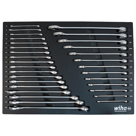 Wiha Combination Wrench Set, Steel, Metric/SAE 30492