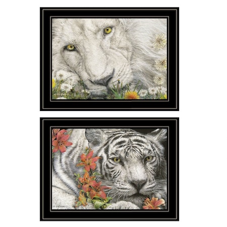 Homeroots Set Of Two Tiger Lily Dandy Lion 2 Black Framed Print Wall Art, 2PK 407197