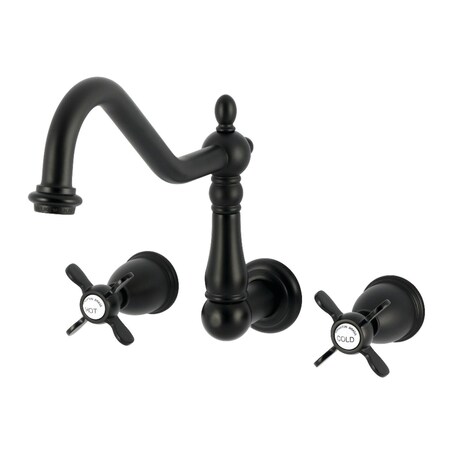 Kingston Brass Two-Handle Wall Mount Kitchen Faucet, Matte Black KS1280BEX