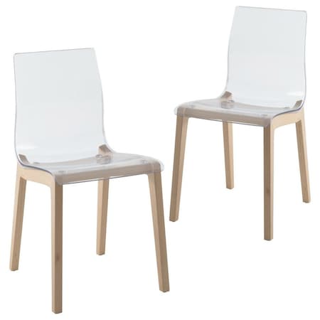 Leisuremod Marsden Modern Dining Side Chair with Beech Wood Legs, Natural Wood, 2PK MCNW-16CL2