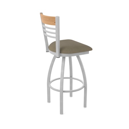 Holland Bar Stool Co Eleanor 36in Swivel Extra Tall Bar Stool, Anodized Nickel Finish, Medium Back and Graph Cork Seat 880