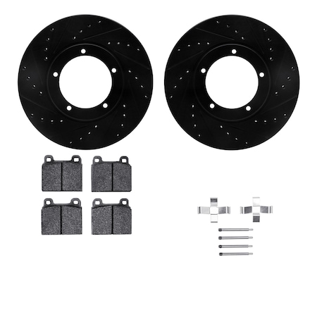 Dynamic Friction Co DFC Rotors-Drilled & Slotted-Black w/ EURO 5000 Ceramic Brake Pads Incl Hdw 8612-02004