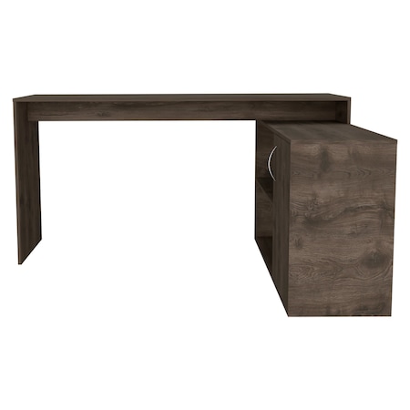 Homeroots 60" Dark Brown Wood L Shape Writing Desk 535154