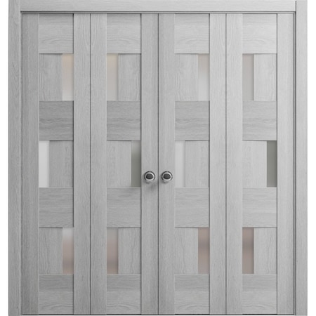 Vdomdoors Sliding Closet Double Bi-fold Doors Grey Solid Core Modern Interior SETE6933DBF-OAK-96 x 80 (4* 24x80)