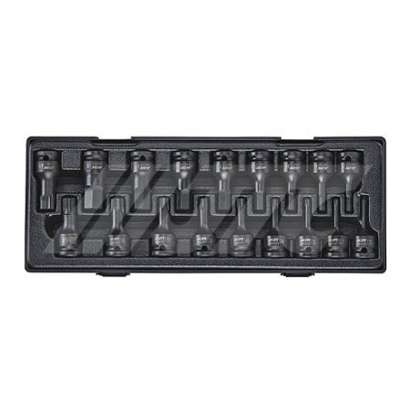 Jtc Auto Tools 1/2in DR 18pcs Impact Bit Socket Set 60L, Star T25-T60, Hex H5-H19, Spline M16H K4181