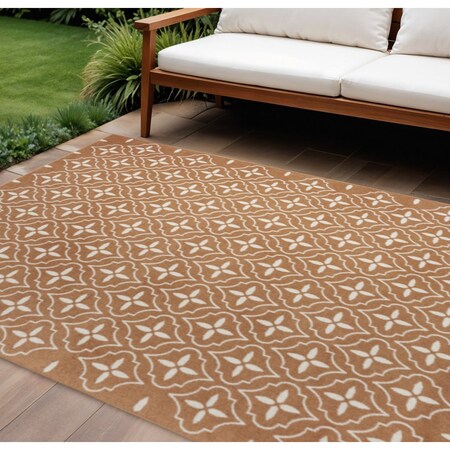Homeroots 6' X 9' Copper Geometric Indoor Outdoor Area Rug 572910