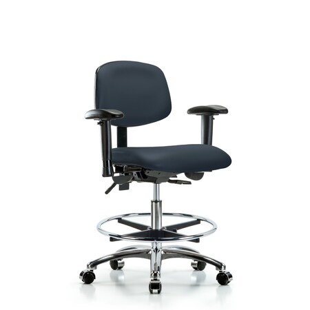 Blue Ridge Ergonomics Chair, Vin, Med Bench, Chr AA CF Cast, Nav, 6-Way Adjustable, 22" to 29" Height, Imperial Blue BR-VMBCH-CR-T0-A1-CF-CC-8582