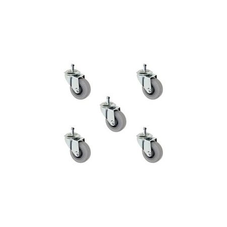 Albion 2'' Gray Rubber Office Chair Caster Set of 5, 5PK 2-Inch-Caster-Set