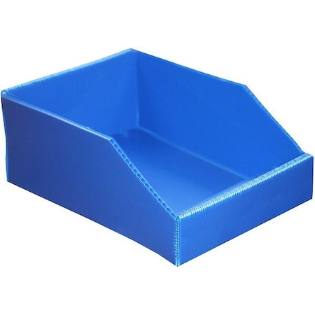 Zoro Select Hopper Bin, 0.25 cu ft, Blue, Corrugated Plastic 5736 BLUE