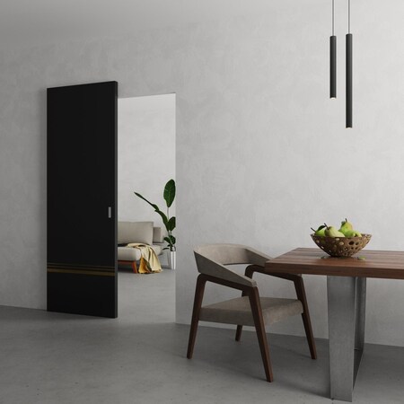 Sartodoors Hidden Barn Planum 2010 Black 18x80 Solid Core Modern Interior PLANUM2010HB-BLK-18