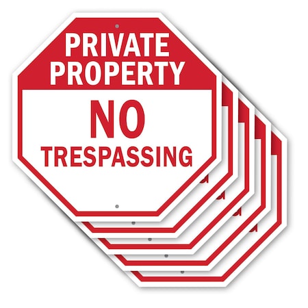 Signmission Private Property No Trespassing, 10 inch X 10 inch, Aluminum Metal Signs, 5PK OC-A-5Pack-10-160