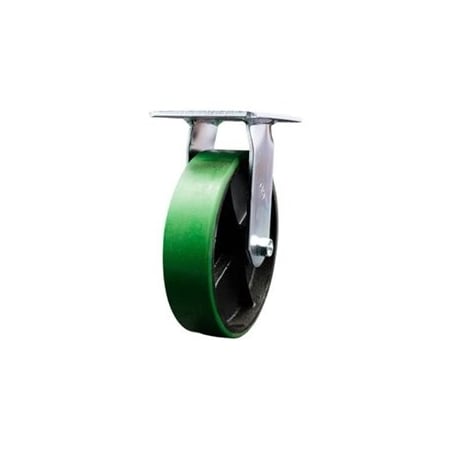 Service Caster 8 Inch Heavy Duty Green Poly on Cast Iron Rigid Caster with Ball Bearing SCC SCC-35R820-PUB-GB