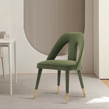 Manhattan Comfort Modern Neda Velvet Dining Chair in Olive Green DC081-OG