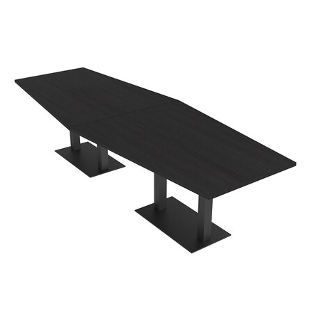 Skutchi Designs Hexagon Conference Table With Power Unit, 48 in W, 120 in L, Black HAR-HEX.IR-48X120-DOU.BK-U999ST19-NA