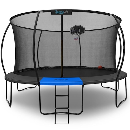 Serenelife 14FT Outdoor Trampoline for Kids, Black SLTRMPK14CK