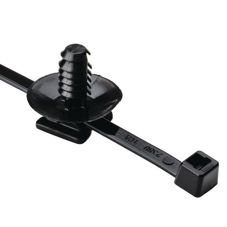 Hellerman Tyton Heavy Duty Cable Tie w/Fir Tree Mount, 8.0"L, 0.03 - 0.28" Panel Thick., 50lb, PA66HIRHS, Black, 500PK 156-00329