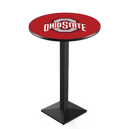 Holland Bar Stool Co 36" Blk Wrinkle Ohio State Pub Table, 36" dia. Top L217B3636OhioSt