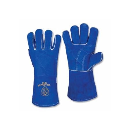 Tillman Stick Welding Gloves, 1018, Slightly Select Split Cowhide Palm/BOH/Cuff, Lg, Blue, 14 in L, 12PK 724-1018