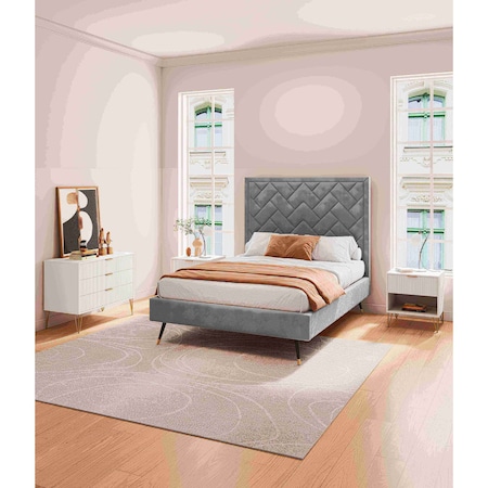 Manhattan Comfort 2-Piece DUMBO Standard 3-Drawer Dresser and DUMBO 1.0 Nightstand in White 2-DB01-WH