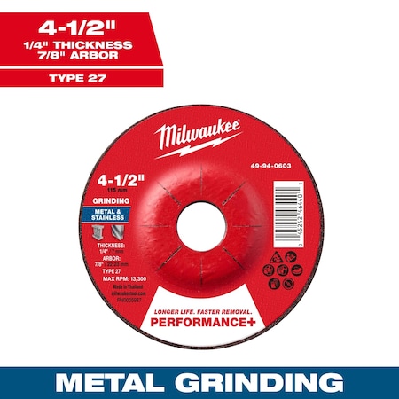 Milwaukee Tool Grinding Wheel, 4 1/2" dia. 49-94-0603