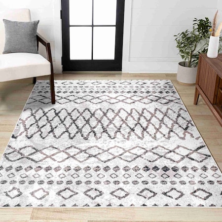 Jonathan Y Aksil Moroccan Diamond Ivory/Brown 4 ft. x 6 ft. Area Rug MOH502A-4
