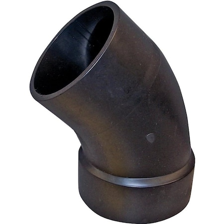 Canplas Street Pipe Elbow, 4 in, Spigot x Hub, 45 deg Angle, ABS, Black 102404BC