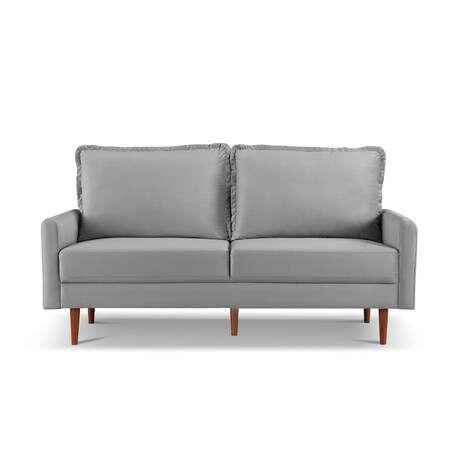 Homeroots 69" Gray Velvet Sofa With Dark Brown Legs 543723