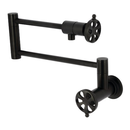 Kingston Brass Wall Mount Pot Filler Faucet, Matte Black KS4100RX