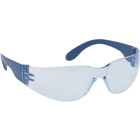 Bouton Optical Rimless Safety Glasses w/Blue Metal Detectable Temple, Light Blue Lens and Anti-Scratch / Fogless 3S 250-01-D553