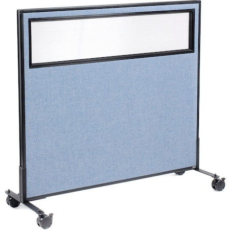 Global Industrial Interion Mobile Office Partition Panel with Partial Window, 48-1/4"W x 45"H, Blue 694982MBL