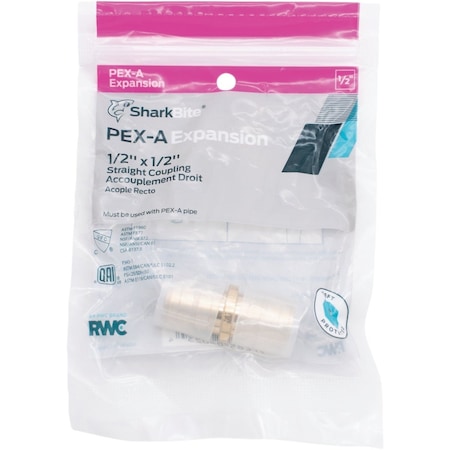 Sharkbite PEX-A Brass 1/2'' Coupling UAB008LFA
