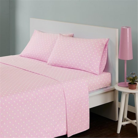Mi Zone Polka Dot Cotton Sheet Set, Queen, Pink MZ20-417