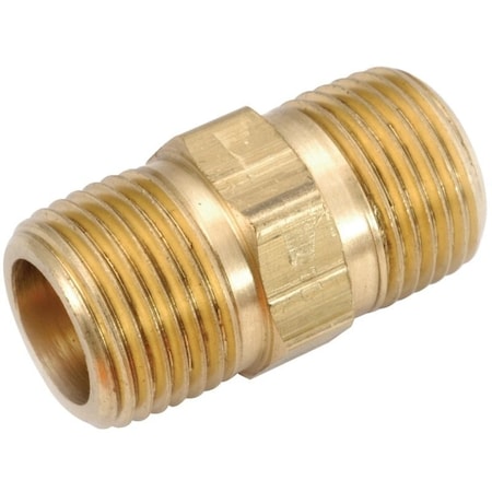 Anderson Metals Pipe Nipple, 1/4 in, MPT, Brass, 1 in L 756122-04