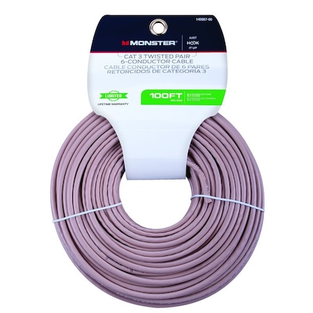 Monster Cable Just Hook It Up 100 ft. L Ivory Category 3 Twisted Pair Wire 140087-00