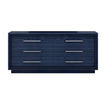 Homeroots 68" Sapphire Blue Wood Six Drawer Double Dresser 714484