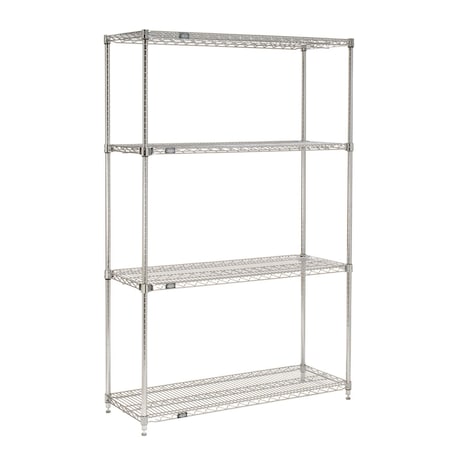 Global Industrial Nexel 4 Shelf, Chrome Quick Adjust Wire Shelving Unit, Starter, 72"W x 24"D x 54"H 580557