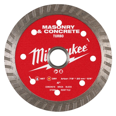Milwaukee Tool 4" Turbo Masonry & Concrete Diamond Blade 49-93-9402